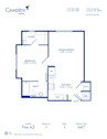 Blueprint of A3 Floor Plan, Apartment Home with 1 Bedroom and 1 Bathroom at Camden Gallery in Charlotte, NC