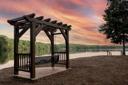 Peachtree Lake at Drake Field at Sunset in Peachtree City Georgia