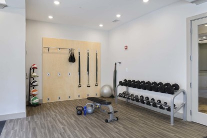 Fitness center strength training area