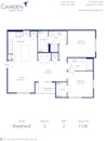 Blueprint of the Shepherd floor plan at Camden Cypress Creek II apartments in Houston, TX