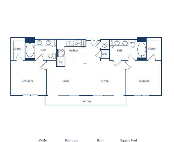 Camden Rainey Street apartments in Austin, TX floor plan B4 two bedroom