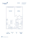 Blueprint of The A4, 1 Bedroom 1 Bathroom Floor Plan at Camden Washingtonian Apartments in Gaithersburg, MD