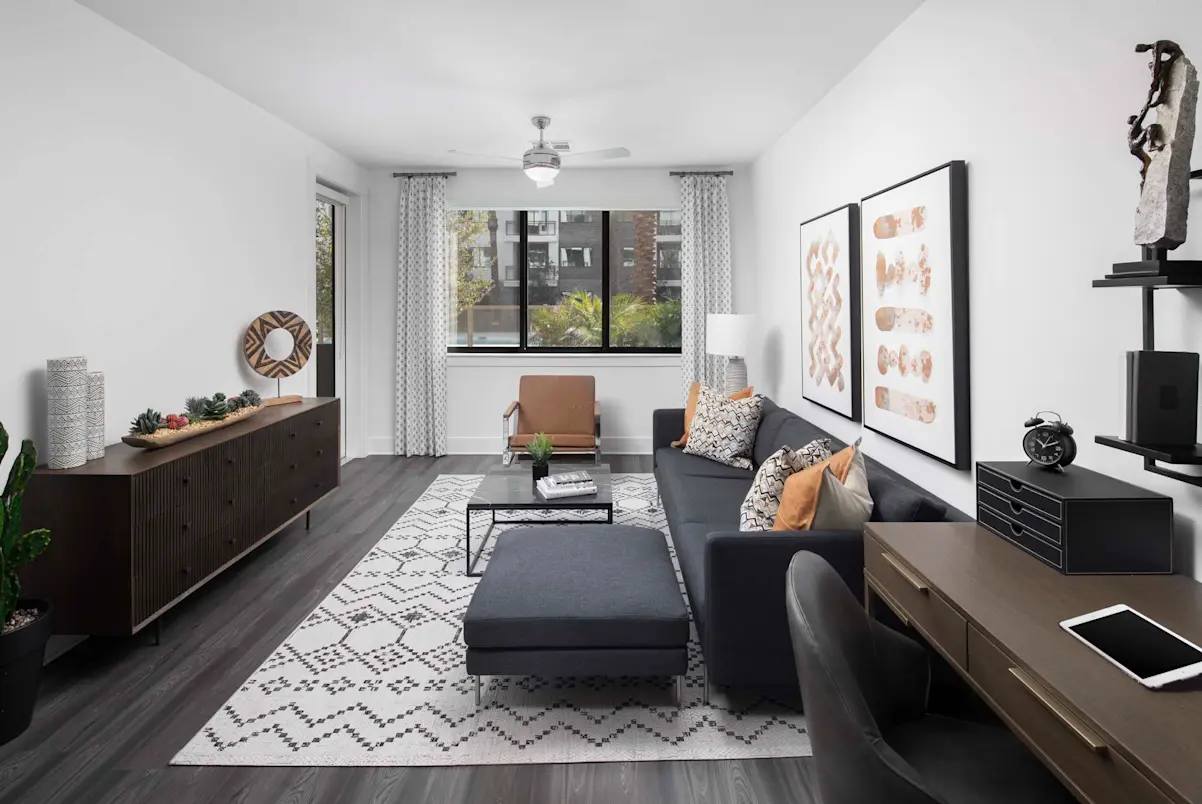 Furnished living room at Camden North End.