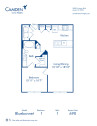 Blueprint of Bluebonnet Floor Plan, 1 Bedroom and 1 Bathroom at Camden Lamar Heights Apartments in Austin, TX