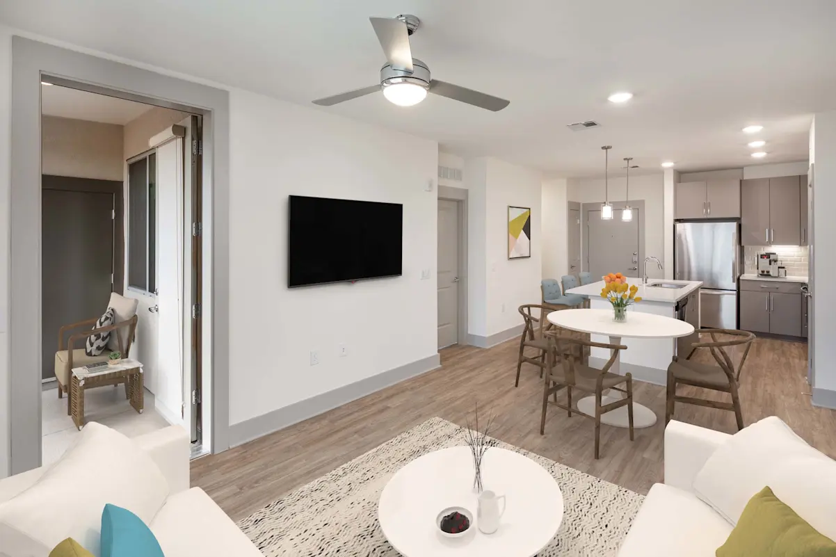 Furnished living room at Camden North End.