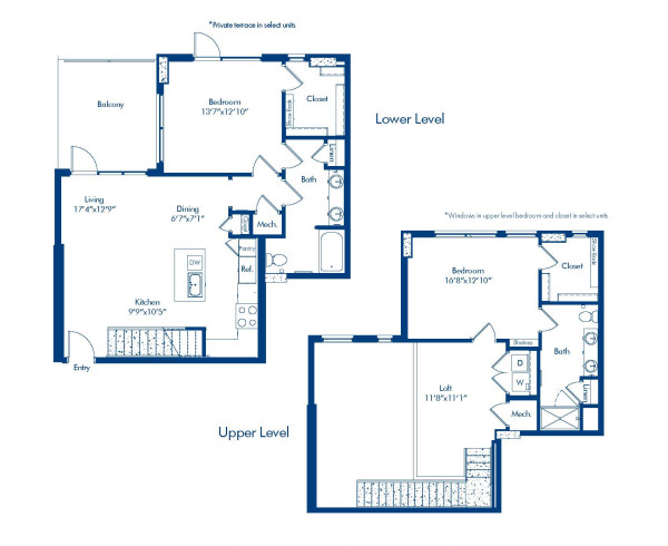 PH2 floor plan, Two Bedroom Apartment Home with Two Bathroom at Camden Buckhead in Atlanta, GA