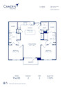 Blueprint of B3 Floor Plan, 2 Bedrooms and 2 Bathrooms at Camden Victory Park Apartments in Dallas, TX