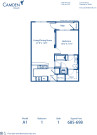 Blueprint of A1.2 Floor Plan, 1 Bedroom and 1 Bathroom at Camden Dilworth Apartments in Charlotte, NC