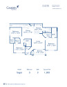 Blueprint of Sagisi Floor Plan, 3 Bedrooms and 2 Bathrooms at Camden Royal Palms Apartments in Brandon, FL