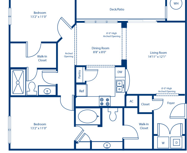 Blueprint of 2.2-A Floor Plan, 2 Bedrooms and 2 Bathrooms at Camden Overlook Apartments in Raleigh, NC
