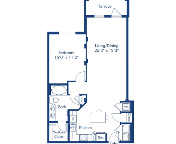 Blueprint of The A-6 Floor Plan, 1 Bedroom and 1 Bathroom at Camden Boca Raton Apartments in Boca Raton, FL