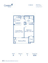 Blueprint of A Floor Plan, 1 Bedroom and 1 Bathroom at Camden Greenway Apartments in Houston, TX