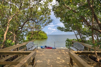 Onsite boardwalk to tampa bay with kayak launch