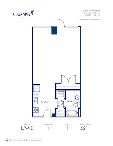 Camden Thornton Park apartments for rent, live work one bedroom, one bath