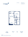 Blueprint of Frida floor plan, one bedroom one bathroom apartment home at Camden Pier District Apartments in St. Petersburg, FL