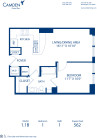 Blueprint of 1.1B Floor Plan, 1 Bedroom and 1 Bathroom at Camden Grand Parc Apartments in Washington, DC