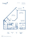 Blueprint of 1.1E Floor Plan, 1 Bedroom and 1 Bathroom at Camden South End Apartments in Charlotte, NC
