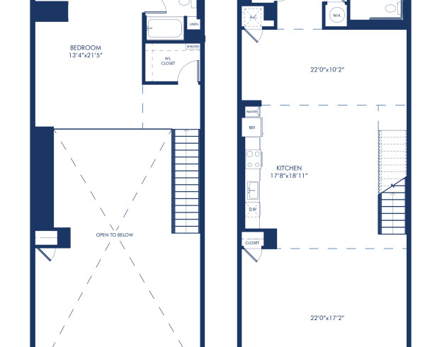 Blueprint of Live Work 10 Floor Plan, Apartment Home with 1 Bedroom and 1.5 Bathrooms at Camden Glendale in Glendale, CA