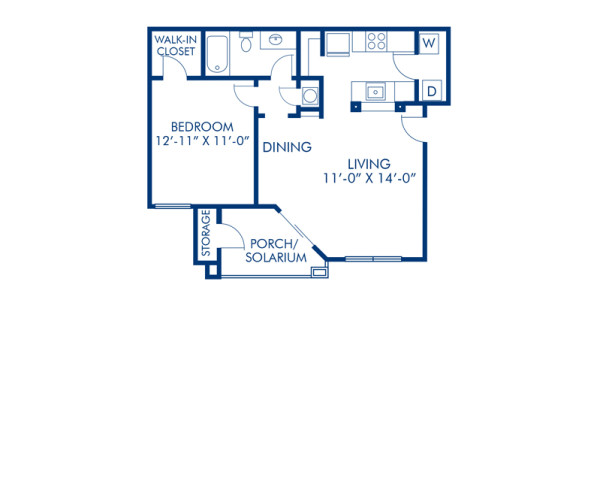 Blueprint of Beach (Solarium) Floor Plan, 1 Bedroom and 1 Bathroom at Camden Bay Apartments in Tampa, FL