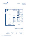 Blueprint of Cherry Floor Plan, 1 Bedroom and 1 Bathroom at Camden Cedar Hills Apartments in Austin, TX