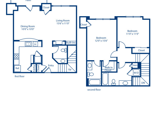 Blueprint of B10.4 Floor Plan, 2 Bedrooms and 2.5 Bathrooms at Camden Fairfax Corner Apartments in Fairfax, VA