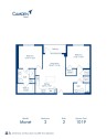 Camden Central apartments in St. Petersburg, Florida two bedroom floor plan blueprint, Monet