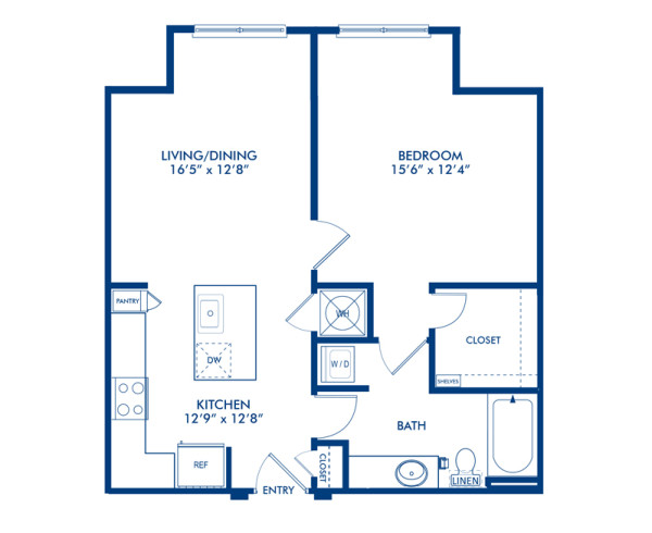 Blueprint of A5.5 Floor Plan, 1 Bedroom and 1 Bathroom at Camden Gallery Apartments in Charlotte, NC