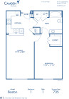 Blueprint of Boston II Floor Plan, 1 Bedroom and 1 Bathroom at Camden City Centre II Apartments in Houston, TX