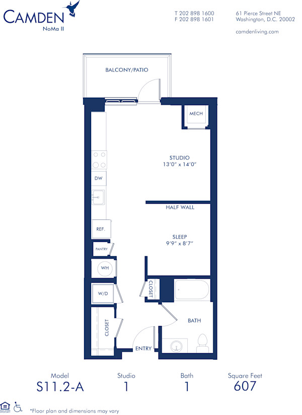 Blueprint of S11.2-A Floor Plan, Studio with 1 Bathroom at Camden NoMa II Apartments in Washington, DC