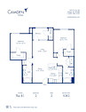 Blueprint of The B1 Floor Plan, 2 Bedrooms and 2 Bathrooms at Camden Tempe Apartments in Tempe, AZ