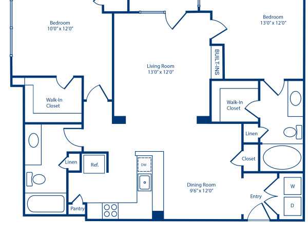 Blueprint of B3.10 Floor Plan, 2 Bedrooms and 2 Bathrooms at Camden Fairfax Corner Apartments in Fairfax, VA