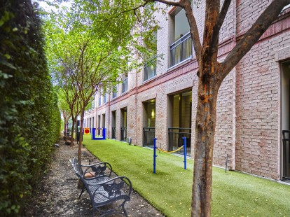 Fenced dog run with obstacle equipment at Camden Plaza Apartments in Houston, TX 