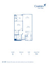 Blueprint of D Floor Plan, 1 Bedroom and 1 Bathroom at Camden Crown Valley Apartments in Mission Viejo, CA