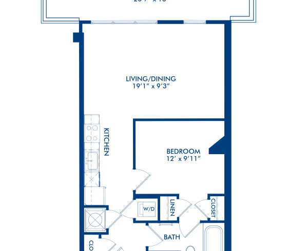 Blueprint of Signature 1.A Floor Plan, Apartment Home with 1 Bedroom and 1 Bathroom at Camden Dulles Station in Herndon, VA