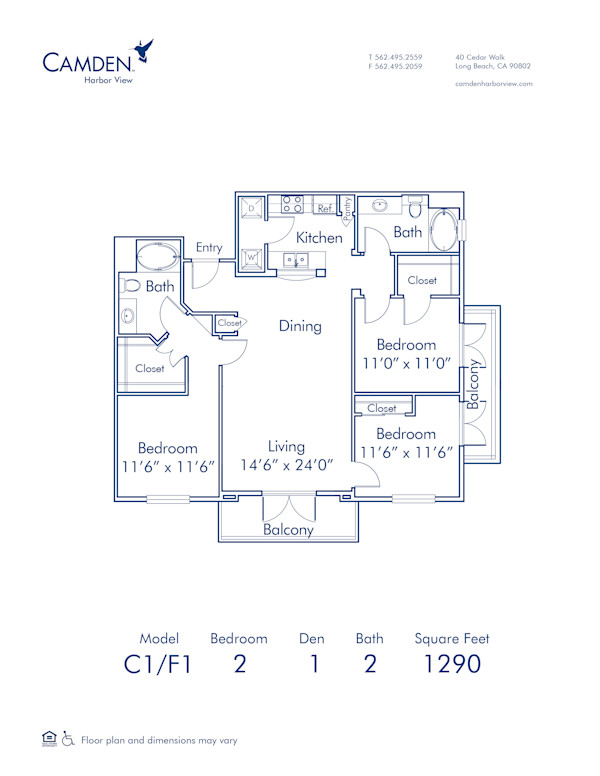 Camden Harbor View Apartments Long Beach California Floor Plan C1_F1