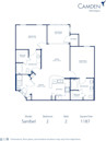 Blueprint of Sanibel Floor Plan, 2 Bedrooms and 2 Bathrooms at Camden Montague Apartments in Tampa, FL