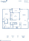 Blueprint of 2.1 Floor Plan, 2 Bedrooms and 1 Bathroom at Camden Ashburn Farm Apartments in Ashburn, VA