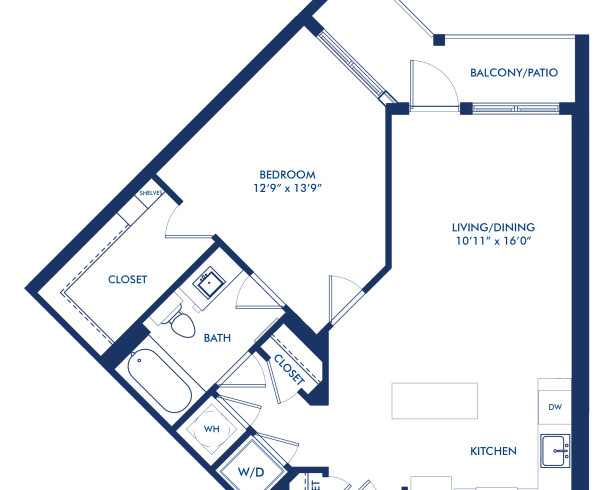 Blueprint of A6 Floor Plan, 1 Bedroom and 1 Bathroom at Camden Shady Grove Apartments in Rockville, MD