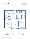 Blueprint Flagler Floor Plan, two bedroom and two bathroom apartment home at Camden Thornton Park Apartments in Orlando, FL