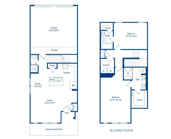 Camden Long Meadow Farms homes for rent in Richmond, TX two bedroom floor plan Myrtle