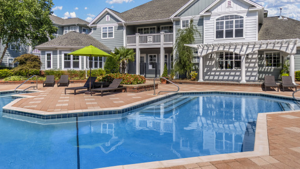 Pool with sundeck at Camden Governors Village Apartments in Chapel Hill, NC