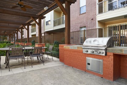 Barbeque grills and outdoor dining areas