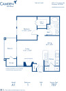 Blueprint of A1 Floor Plan, 1 Bedroom and 1 Bathroom at Camden San Marcos Apartments in Scottsdale, AZ