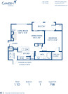 Blueprint of 1.1D Floor Plan, 1 Bedroom and 1 Bathroom at Camden Lansdowne Apartments in Lansdowne, VA