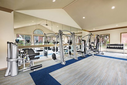Free weights expansive fitness center