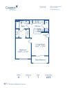 Blueprint of A Floor Plan, 1 Bedroom and 1 Bathroom at Camden Holly Springs Apartments in Houston, TX