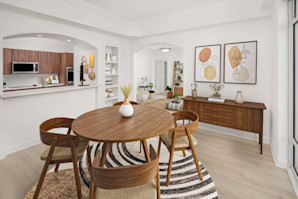 Breakfast area near kitchen in penthouse apartment home at Camden Post Oak in Houston, TX