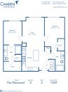 Blueprint of Glenwood Floor Plan, Apartment Home with 2 Bedrooms and 2 Bathrooms at Camden Buckhead Square in Atlanta, GA