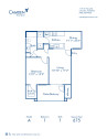 Blueprint of A Floor Plan, 1 Bedroom and 1 Bathroom at Camden Pecos Ranch Apartments in Chandler, AZ
