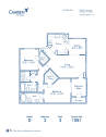 Blueprint of D Floor Plan, 2 Bedrooms and 2 Bathrooms at Camden San Paloma Apartments in Scottsdale, AZ